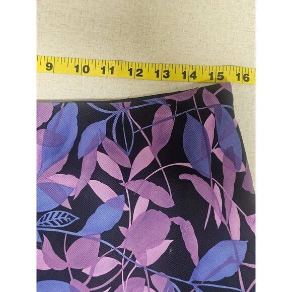 Ann Taylor Womens Dark Floral Fairy Silk Skirt Size 12 Purple Flowy Chiffon - Picture 8 of 9